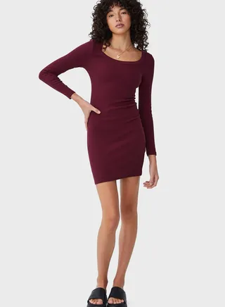 Ribbed Knitted Bodycon Dress