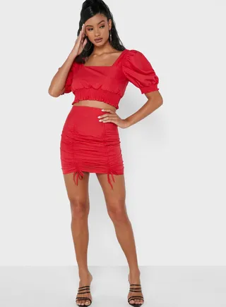 Ruched Detail Mini Skirt