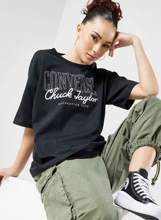 Oversized Retro Chuck Graphic T-Shirt