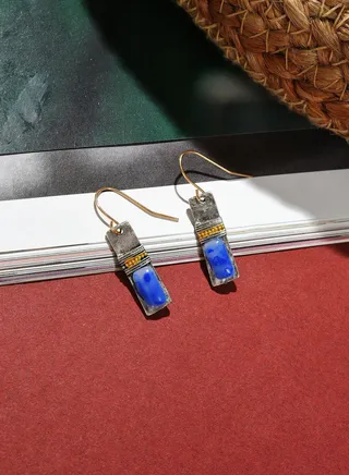 Silver Plated Designer Stone Drop Earrings
