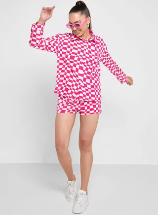 Co-Ord Printed Shirt And Short Set