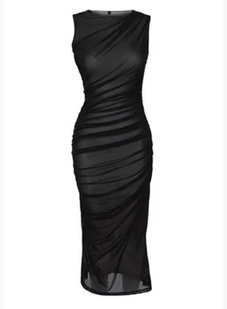 Black Gray Lined Tulle Dress