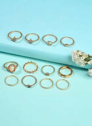 Pack of 12 Gold Plated Pearls Ring