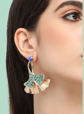 Gold Plated Designer Stone Party Drop Earring For Women