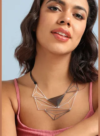 Silver Plated Designer Party Wear Necklace For Women