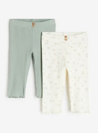 Kids 2 Pack Ribbed Leggings