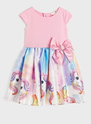Kids Unicorn Flared Skirt Midi Dress