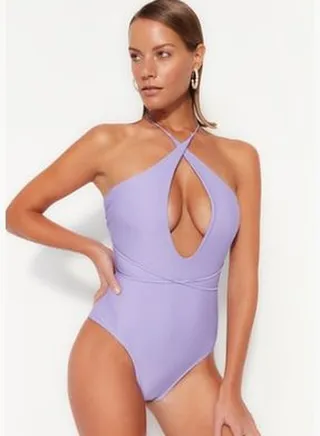 Lilac Halterneck Tie Normal Leg Swimsuit TBESS23MA00187