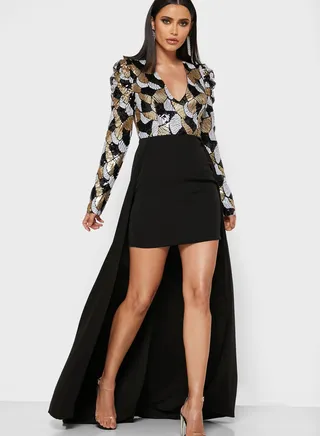 Drew High Low Printed Dress