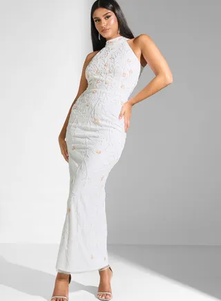 Halter Neck Embellished Dress