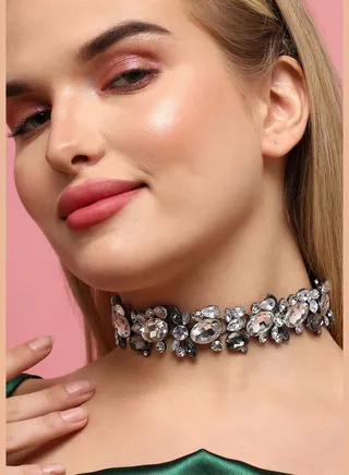 Silver Plated Designer Stones and Beaded Western Wear Necklace For Women