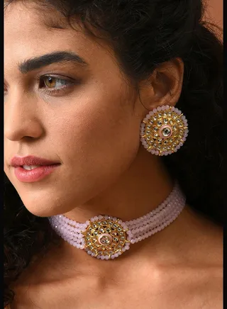 Gold Plated Designer Stone Necklace Set