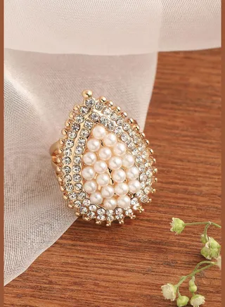 Gold Plated Party Designer Stone Ring For Women