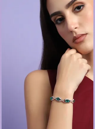 Gold Plated Party Designer Stone Bracelet For Women