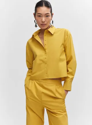 Button Down Crop Shirt
