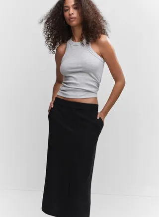 Front Slit Pocket Detail Skirt