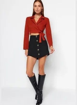 Tile Tile Crop Woven Blazer Jacket TWOAW24BC00024