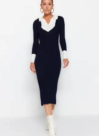 Ribbed Color Block Dress