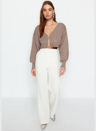 Mink Super Crop Basic Knitwear Cardigan TWOAW24HI00315