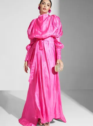 Nour High Neck Shimmer Dress