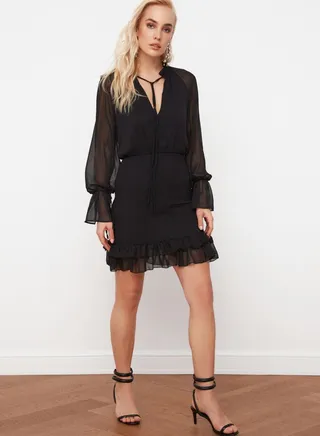 Mesh Sleeve Dress