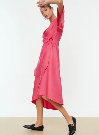 Plunge Neck Tie Detail Dress