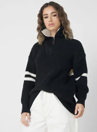 High Neck Half-Zip Sweater