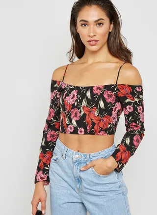 Floral Print Bardot Top