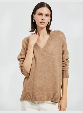 Relax Fit V Neck Basic Sweater