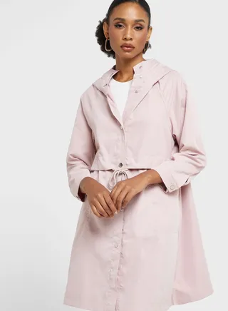 Longline Coat With Cinched Waist