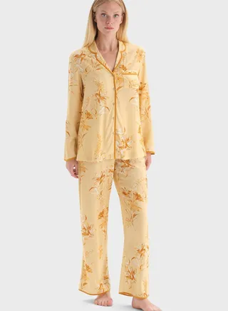 Floral Print Pocket Detail Shirt & Pyjama Set