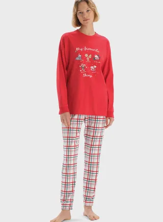 Crew Neck Graphic Printed Night Suit