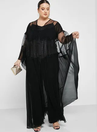 Cape Sleeve Color Block Abaya