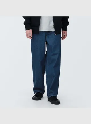 Wide-Fit Denim Pants , Blue