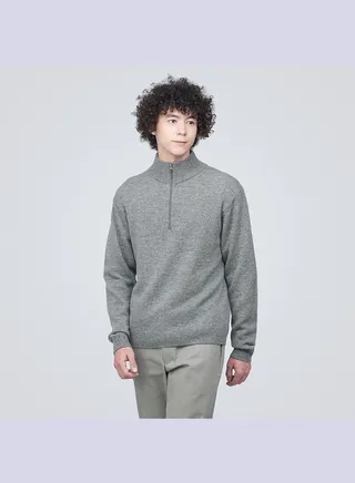 Washable Mid-Gauge Half Zip Sweater