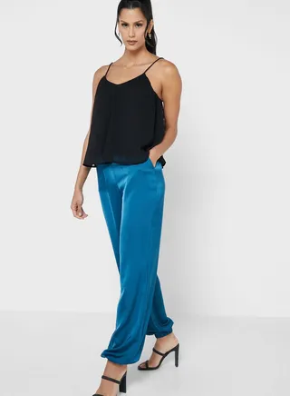 High Waist Tie Detail Flared Pants