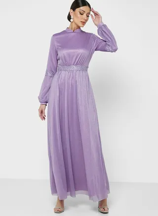 Puff Sleeve Shimmer Dress