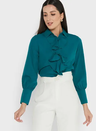 Ruffle Detail Solid Top