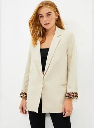 Stone Regular Woven Blazer Jacket with Lining Detail TWOAW20CE0316