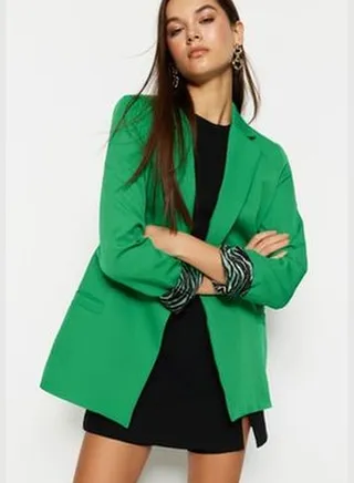 Green Regular Woven Blazer Jacket with Lining TWOAW20CE0316.