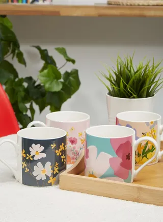 Floral Set Of 4 Mugs