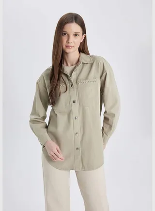 Woman Woven Long Sleeve Tunic