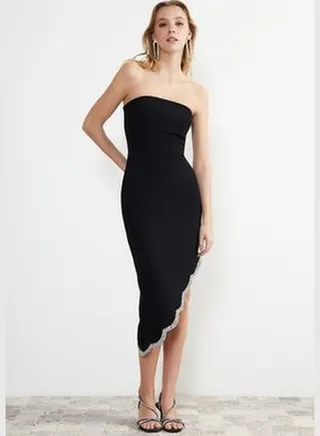 Black Fitted Evening Dress