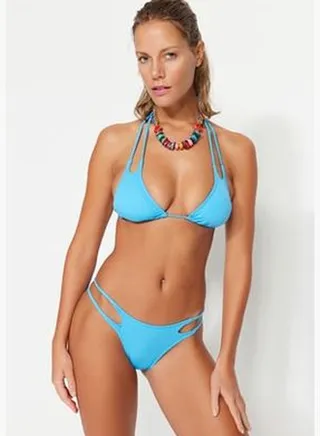Blue Triangle Pile Regular Leg Two Piece Swimwear Set TBESS23BT00062