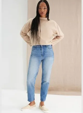 Blue High Waist Mom Jeans TWOAW24JE00035