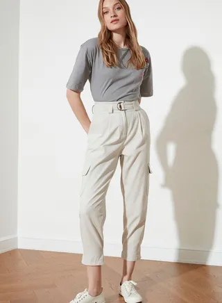 Pocket Detail High Waist Pants