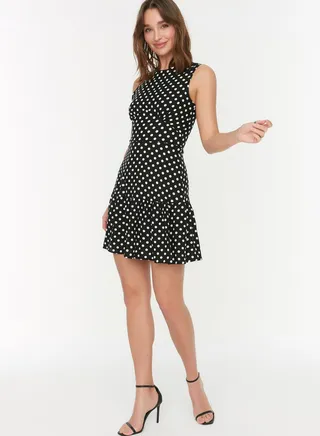 Polka Dot Ruffle Detail Tiered Dress