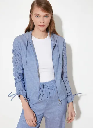 Zip Through Hooded Top