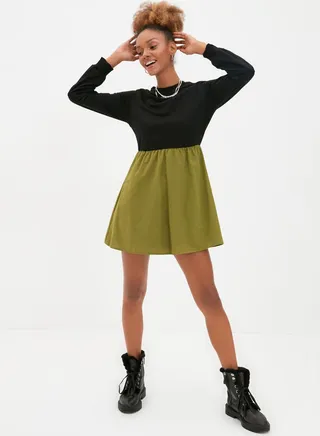 Crew Neck Colorblock Dress