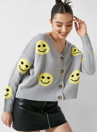 Emoji Print Cardigan